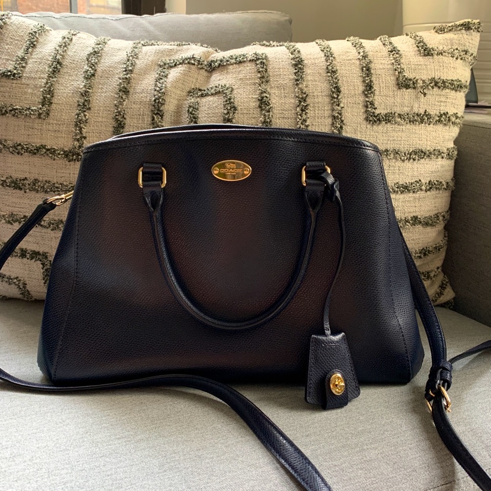 Coach Saffiano Leather Navy Hand Bag